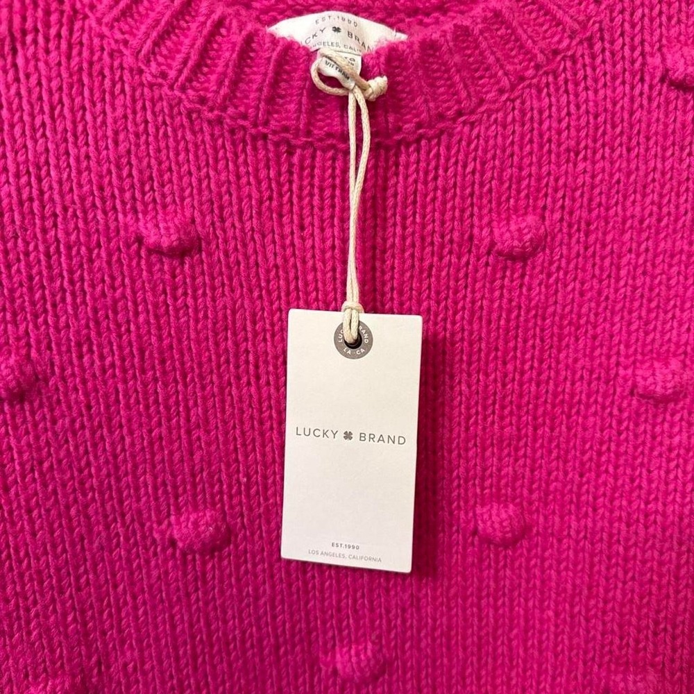 Lucky Brand Pink / fuchsia crew neck sweater with textured dot pattern - Picture 6 of 6